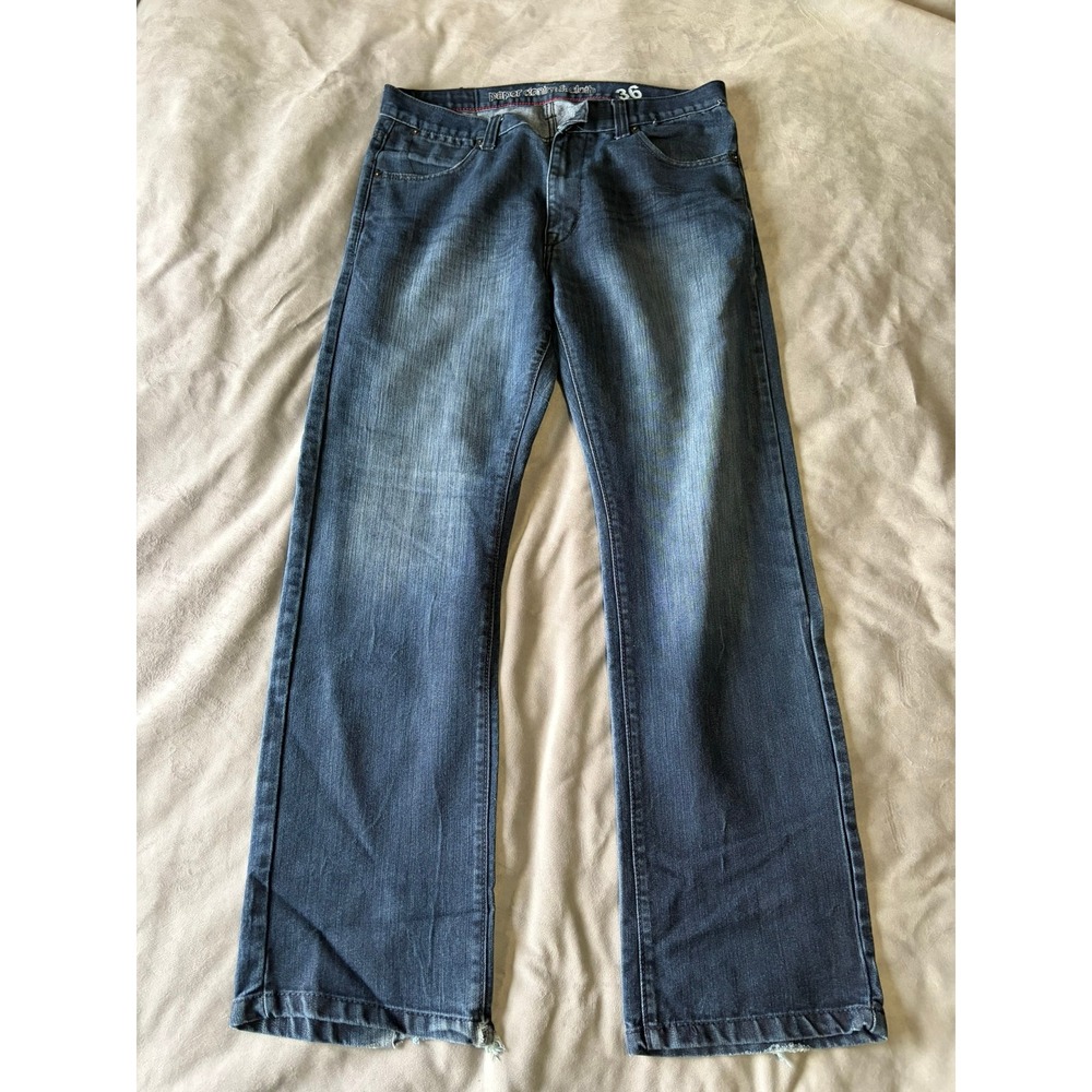 Paper Denim & Cloth Mens Jeans 36x34 Straight Leg Blue Dark Wash